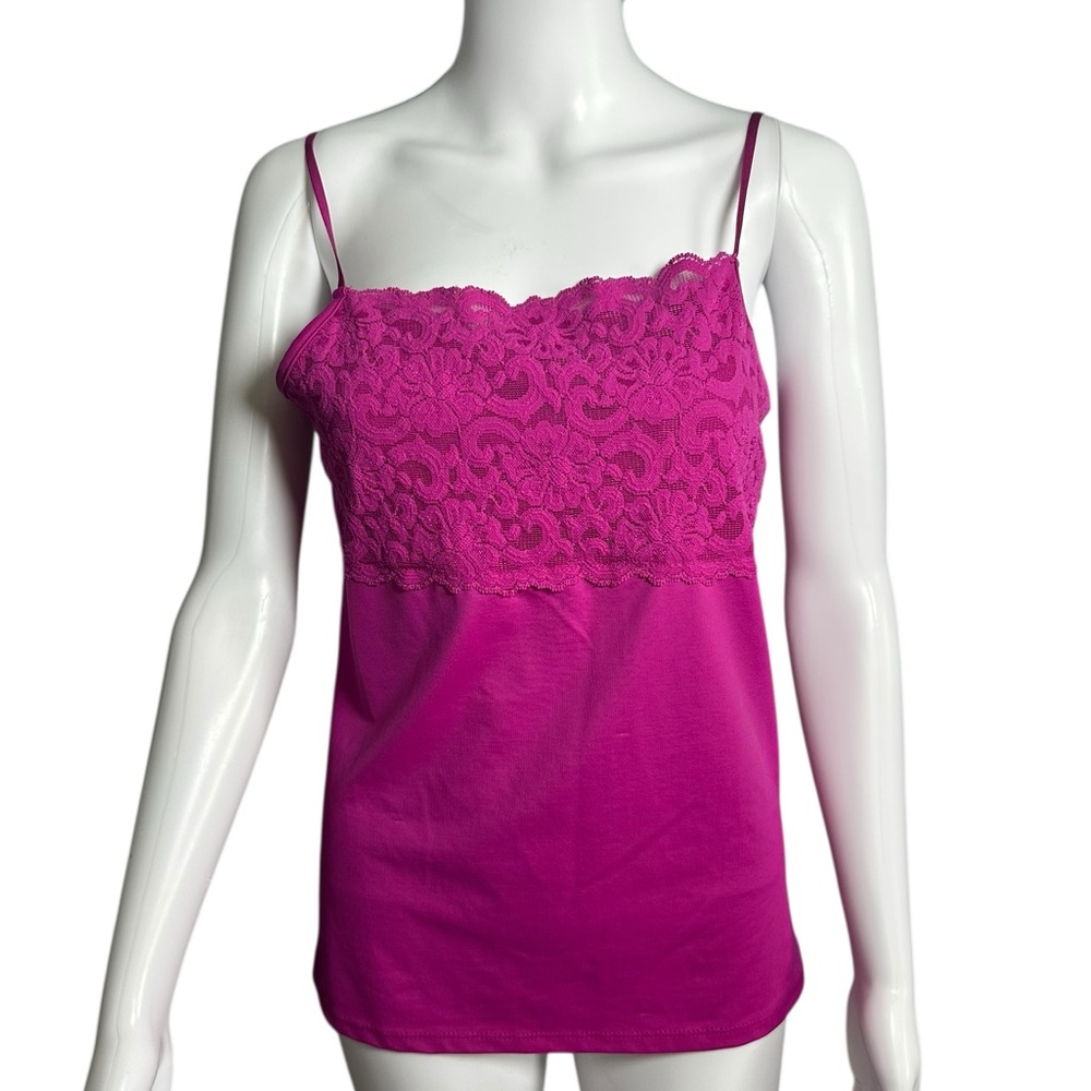 Dark Pink Lace Trim Cami Top Adjustable straps Women’s M